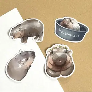 Stickers, Moo Deng, Meme Hippo, Pygmy Hippo, Vinyl Sticker