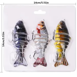 10cm Plastic Hard Lure, 15.5g Multi-Section Fish Bait, 7 Joint Artificial Fishing Lure, Realistic Fake Fish Bait, Bass Fishing Lure