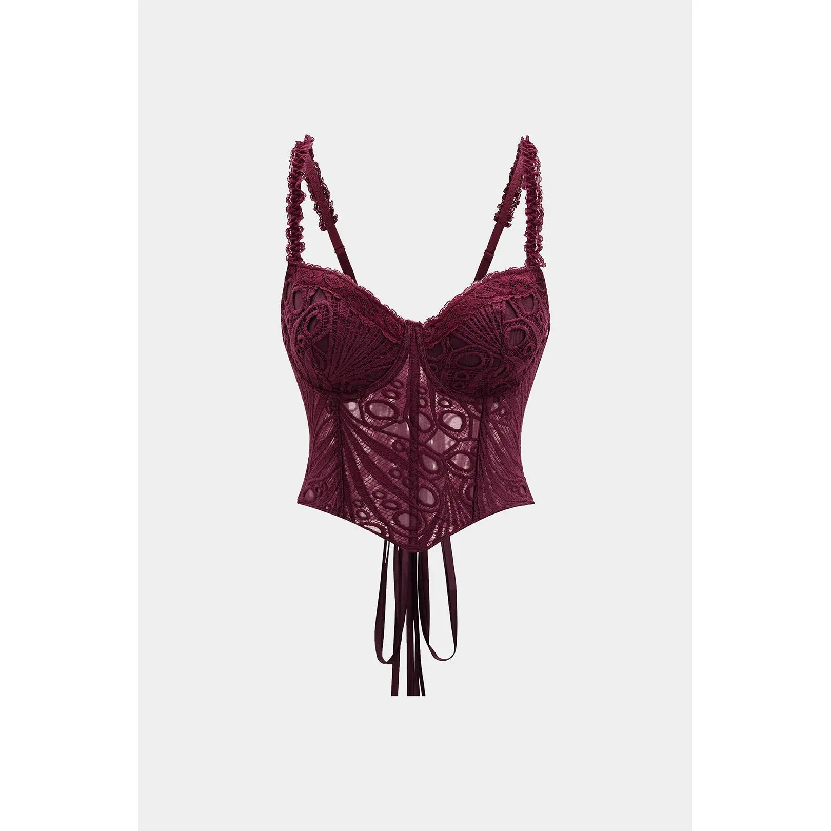 Lace Trim Bustier Corset Tie-Back Cami Top