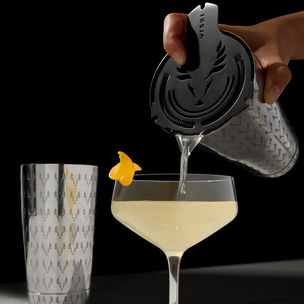 Titanium Staghead Hawthorne Cocktail Strainer in Black - Scratch Resistant Bar Tool, Home Bartender Gifts, Strain Every Drop