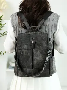 Women's Oxford Fashion Backpack, Korean Style Anti-Theft Book Bag, Large Capacity Soft Leather Travel Shoulder Bag, Versatile Daily Use, Casual Lightweight Backpack