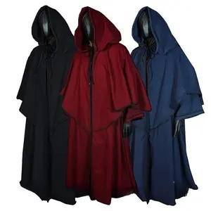 2025 Halloween Hooded Cloak - Full-Length Robe, Monk Wizard Cosplay Outfit for Haunted Houses, Parties, Dance & Outdoor Costume Wear