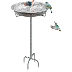 Metal Bird Bath for Outdoors Garden Birdbath Bowl, 36.2" Height Freestanding Bird Feeders for Outside with 4 Prongs Base Stake, Standing Birdfeeders for Yard Lawn Decor (Retro )