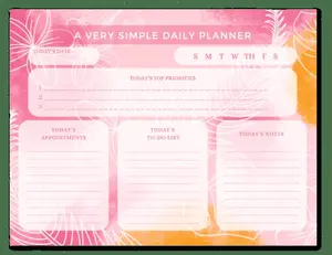 A Very Simple Daily 50 Sheet Desk Planner 8.5 x 11 in