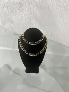 Xuping Jewelry Cuban With Paperclip Link Set, Chain 18 Inches With Extension 17 With Out Extension Bracelet 8 Inch With Extension 7 With Out Extension