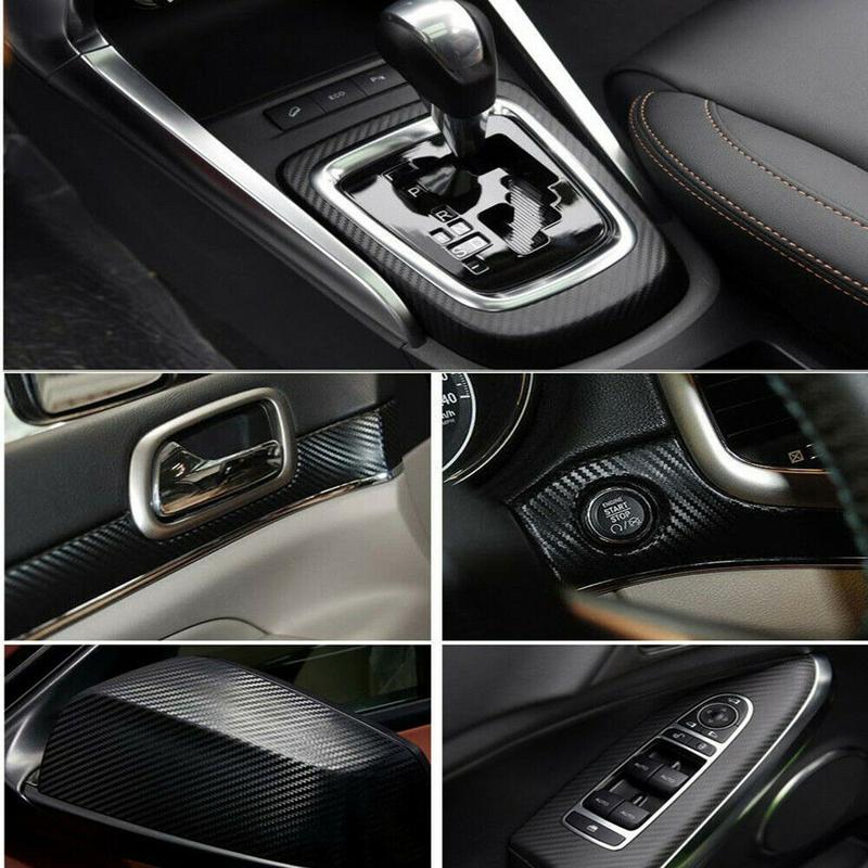 12" x 60" Gloss Black Carbon Fiber Car Wrap Vinyl Bubble Free Air Release Adhesive Car Wrap Film Roll DIY Decals with Cutter, Vinyl Squeegee,and Hand Tool ( 1 FT x 5 FT) - With Wrap Tools