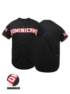 DOMINICAN Embroidery Design, Men's Baseball Jersey, Short Sleeve Breathable Shirt, Workout Top, Suitable for Training And Competition，All Seasons