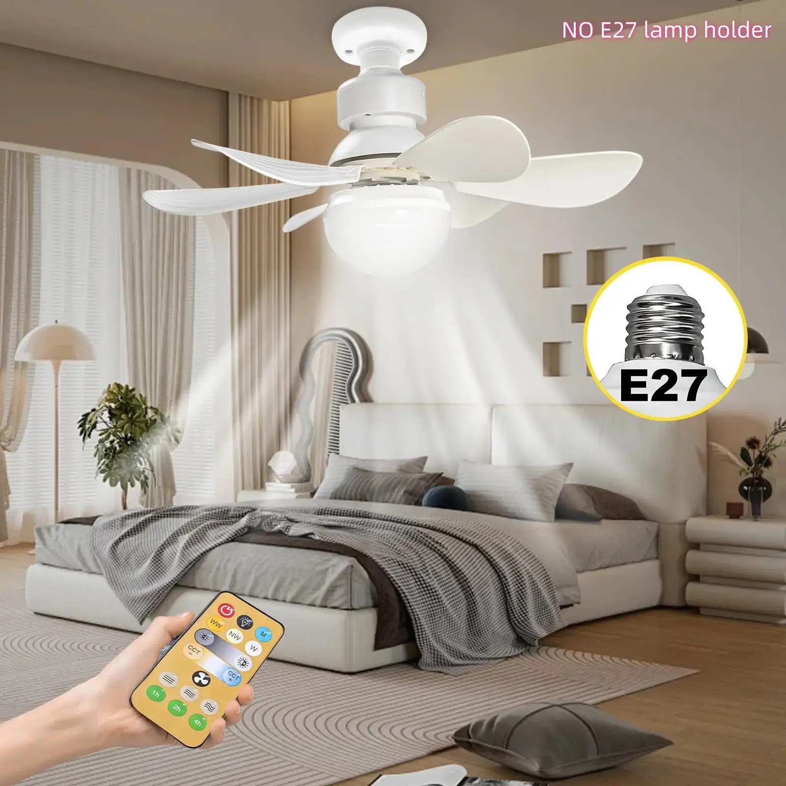 Ceiling Fan with Remote Control, Modern LED Ceiling Fan with Dimmable LED Light, LED Ceiling Fan Light for Home Living Room Bedroom, Back to School
