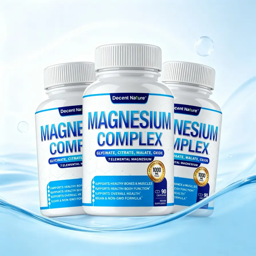 7 Elemental Magnesium Complex 1000mg Capsules Glycinate Citrate Malate Taurate Blend Bone & Nerve Health 90 Count