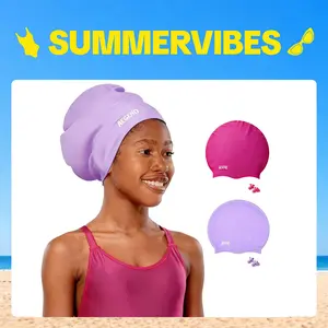 Kids Extra Large Swim Cap for Long Hair, Swimming Caps for Boys Girls Youth, Big Swim Hat for Long Thick Curly Hair & Dreadlocks Braids Weaves Afro Hairstyle summervibes