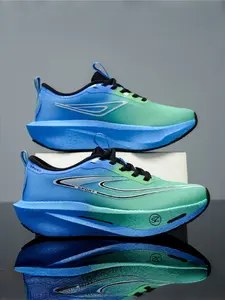 Unisex Carbon Plate Road Running Shoes, High-Energy Bounce, Curved Accelerate Anti-Slip Sole, Breathable Wrap System, Sporty Geometric Design