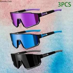 3 Pack Sports Sunglasses UV400 Protection Windproof Lightweight Cycling Sunglasses for Men Women Outdoor Running Hiking Fishing Driving Sport Eyewear Set