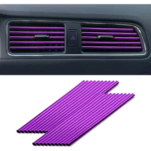 20 Pcs RED Car Vent Outlet Trim Strip Chrome PVC Air Conditioner Vent Outlet Decoration Interior Accessories DIY