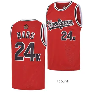 Men's Hooligans 24K Mars Hip Hop Rap Embroidery Terylene Basketball Jersey