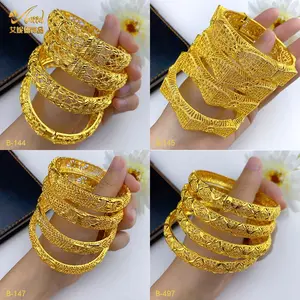 ANIID Dubai 24K Gold Color Bangles For Women Indian Style African Luxury Charm Bracelets Wedding Ethiopian Arabic Hand Jewelry