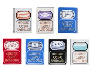 Authentic Las Vegas Casino Playing Cards - Single Deck (No Jokers) - Used Casino Cards with Cut Corners, Standard Size - Designs from Assorted Casinos - Perfect for Poker, Blackjack, Rummy & More
