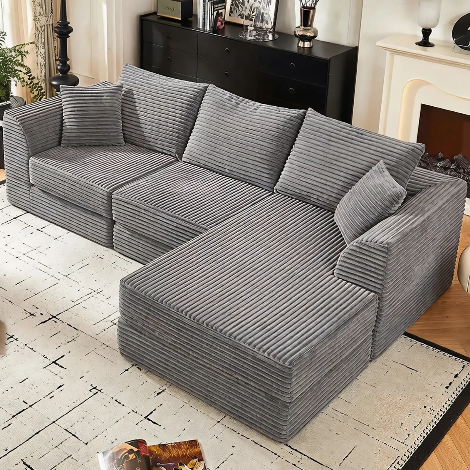 Grey + Corduroy + Foam + 2 Seat