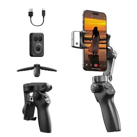 FUNSNAP CM8 3-Axis Sturdy Mobile Smartphone Gimbal Stabilizer with CM8 AI Tracker, Remote Control, Type-C Support, Gesture Control, Portable Foldable Design, Fits Backpacks, for Most Smartphones Up to 7 Inches, iPhone, Android, Vlogging, Christmas Gift