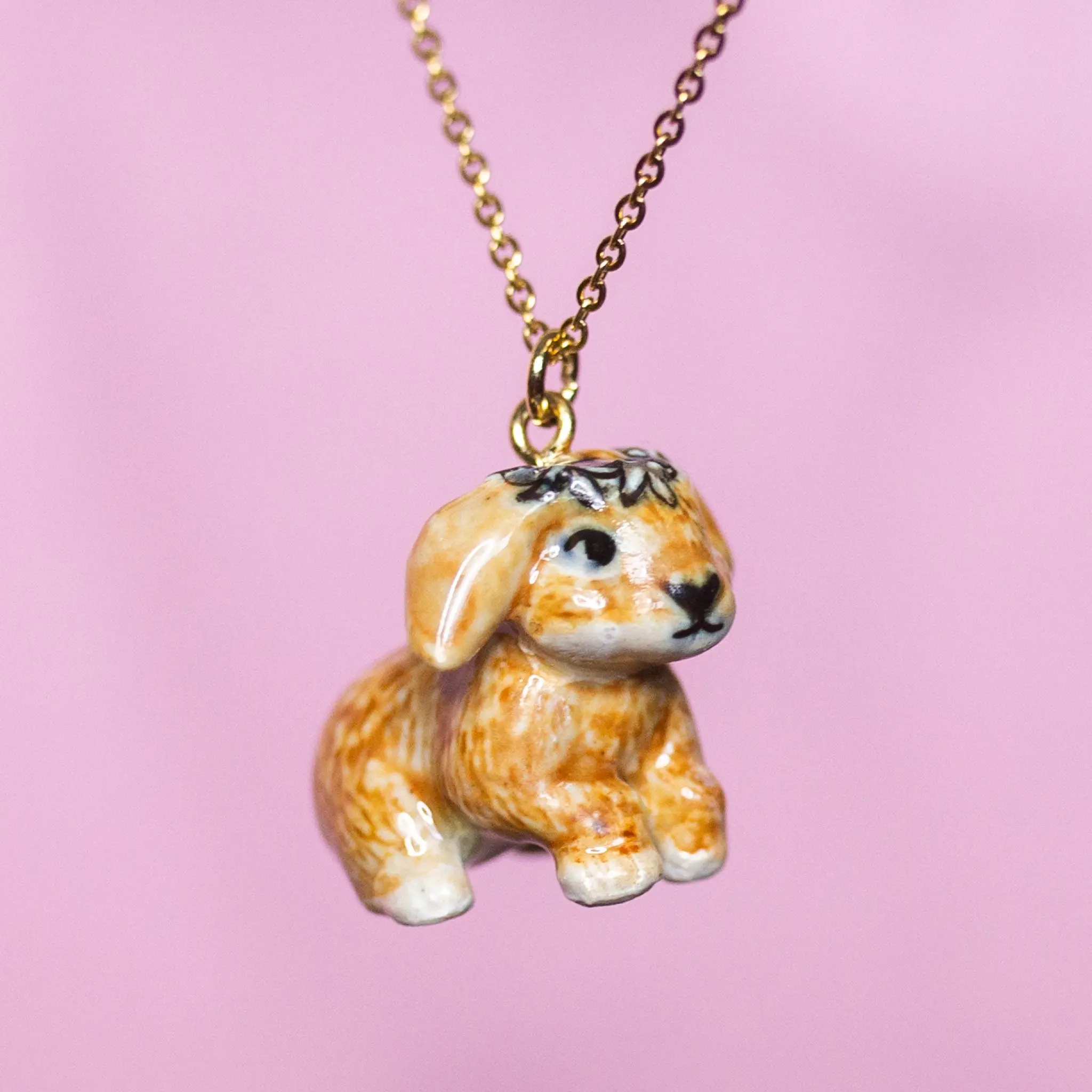 Spring Bunny Necklace | Camp Hollow Ceramic Animal Jewelry | Porcelain Pendant