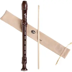 Soprano Recorder Instrument for Beginners Student -  Fingering 8 Hole Flute ABS Descant Recorders 3 count Removable with Cleaning Rod and Storage Bag, Brown