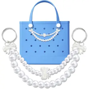 L-BR001 Charms for Bogg Bag, Pearls Chain for Bogg Bag Accessories Charms Compatible with Simply Southern Beach Tote, Insert for Beach Tote