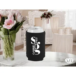 Stacked Wedding Monogram Wedding Can Coolers