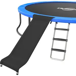 Trampoline Ladder Slide Kit, Trampoline Universal 3 Steps Wide Ladder & Buffer Slide, Universal Ladder Slide for 10ft 12ft 14ft 15ft 16ft Trampoline, Easy to Climb and Slide for /