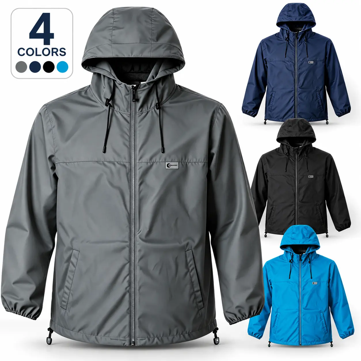 Men's Fall Waterproof Windbreaker Jacket, Lightweight Hooded Outdoor Jacket, Windproof Hiking Rain Shell for Travel, Camping & Everyday Wear
