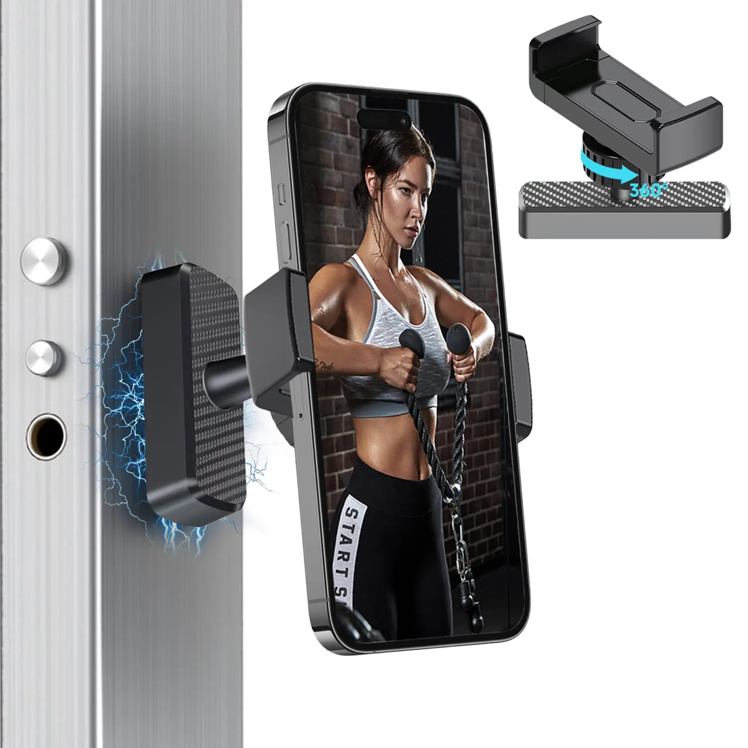 Magnetic Phone Holder for Gym,360 Adjustable,Strong Magnets Magnet Tripod for iPhone, Gym Accessories for Women and Men, Gym Gifts Compatible with All Smartphones 4.7-7''#tiktokshopbacktoschool