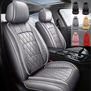 OTOEZ Gray Car Seat Covers 5 Seats with Pillows PU Leather Waterproof Protector Full Coverage Breathable Wear Resistant Universal Fit Auto Accessories