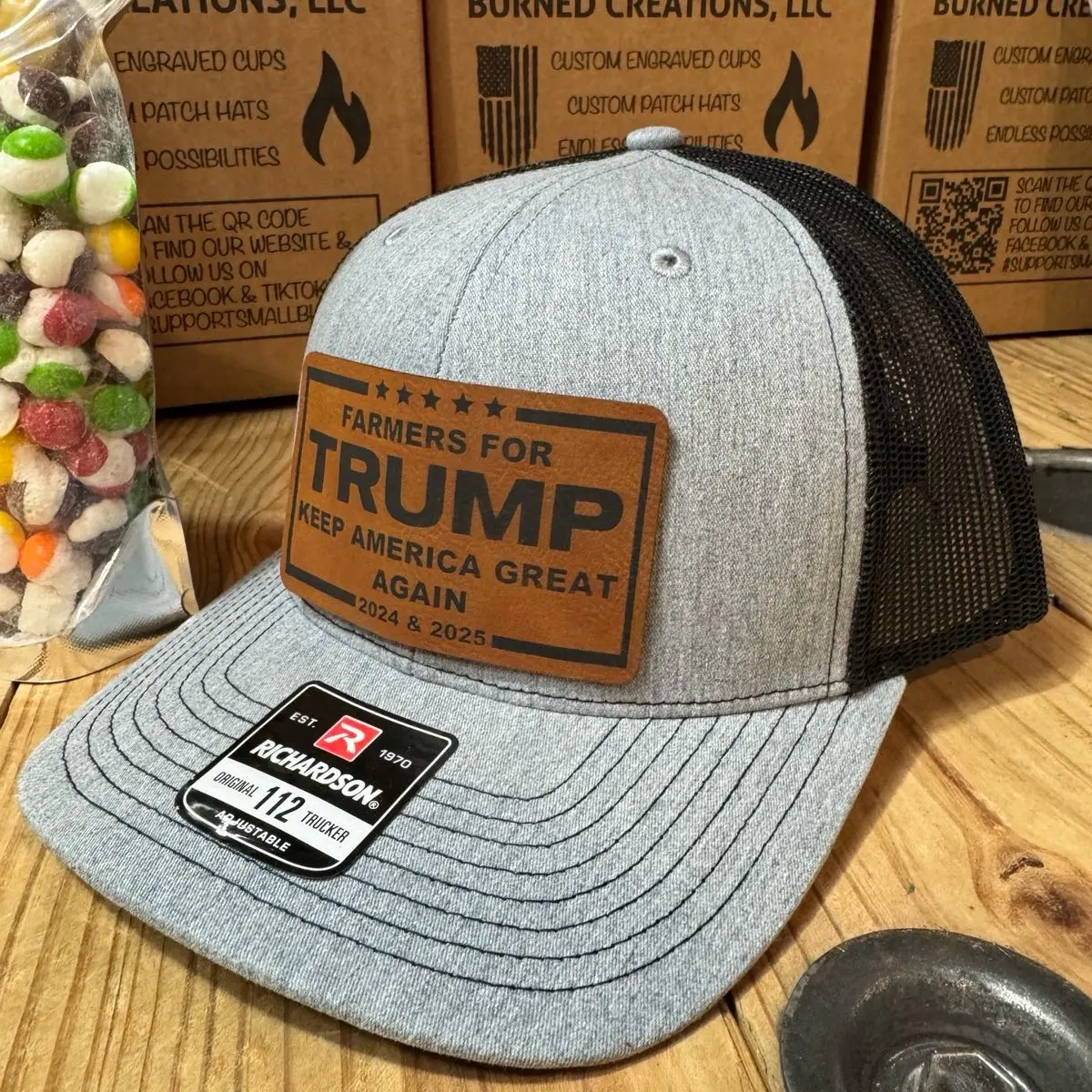 Farmers for Trump Hat with Bonus Bag of Freeze Dried Skittles - Richardson 112 Trucker Hat snapback cap make america