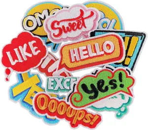 12Pcs Fun Word Iron on Patches, Sew on and Iron on Embroidered Patches Appliqués， Suitable for Backpacks, Coats, Socks, Hats, Etc Embroidery Design Floral Embroidery Appliques