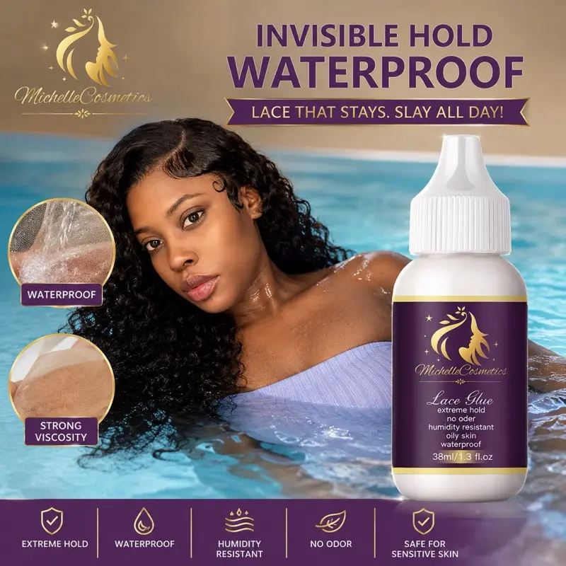MichelleCosmetics Extra Hold Lace Glue Waterproof & Sweat-Resistant for Lace Front Wigs Closures & Frontals 38ml