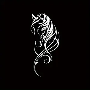 1PC Eye-Catching Elegant Scrollwork Horse Head Silhouette Car Sticker For Car Bodies, Scrollwork Pattern + Horse Head Silhouette Decor Fills With Equestrian-Themed Relaxed Elegant Cool Vibe Easily Grasp Elegant Gorgeous Scrollwork Trend Style