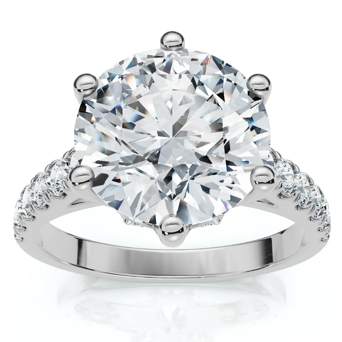 3.40Ct Round Diamond Engagement Ring Lab Grown in White or Yellow Gold