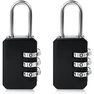 2-Pack Customizable Black Luggage Locks – Set Your Own Combination, Secure Travel Padlocks for Suitcases, Backpacks, and Bags