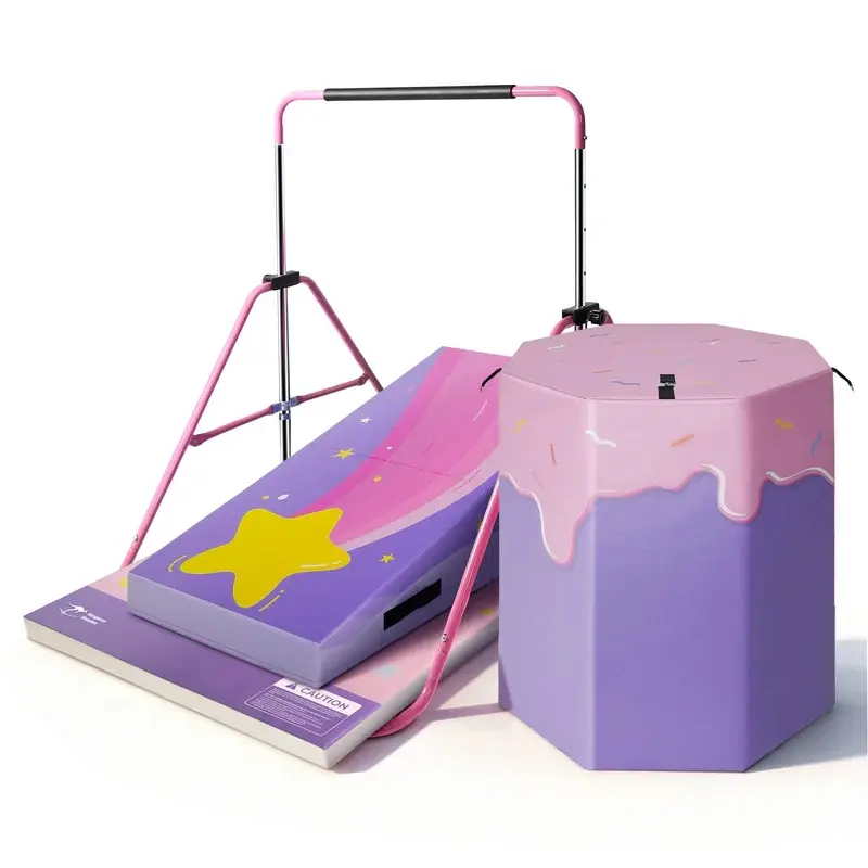 Kangaroo Hoppers Kids Gym Play & Practice Set (M) for 8-10 Years, PU & Vinyl Material, Pilates Compatible, Convenient Set-Up, Exercise Play Mat