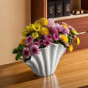 Ceramic Vase, Modern Geometric Design Vase, Flower Arrangement Vase, Decorative Flower Vase, Home Decor Supplies for Living Room & TV Stand Display