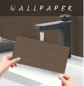 Tile-Like Stripe Pattern Wall Stickers, 10*20cm, 9pcs/Set, Brown, Covering Cracks And Scratches, Vintage Minimalist Home Improvement, Removable Pvc