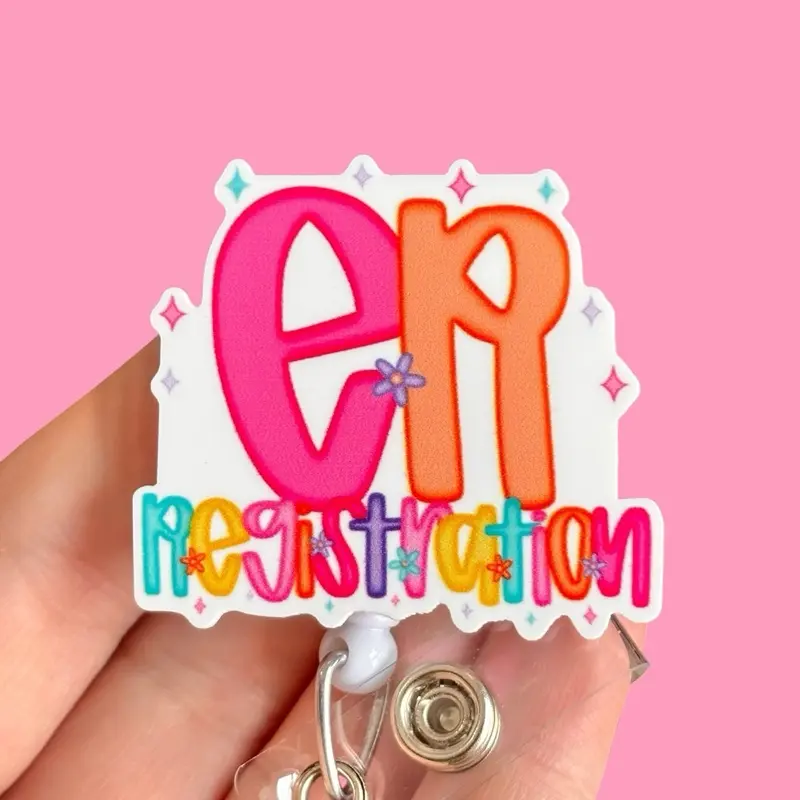 Glitter My Badge ER Registration badge reel for nurse and hospital workers. Badge clip Badge pull - Retractable swivel clip with a 360 rotation. Great gift for coworker. Badge reel for men.