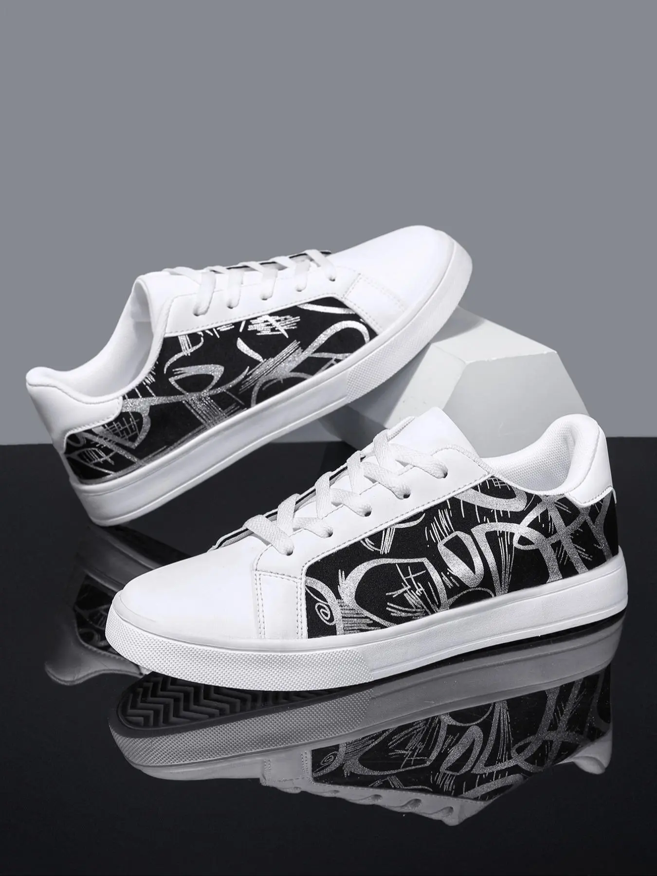 Men's Fashionable Colorblock Patchwork Lace Up Skate Shoes, Casual Comfortable Athletic Sports Shoes for Daily Wear, Non-slip Sneakers for Men