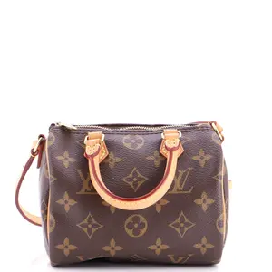 Pre-owned Louis Vuitton material Messenger Bags Speedy Bandouliere Bag Monogram Canvas Nano by Rebag