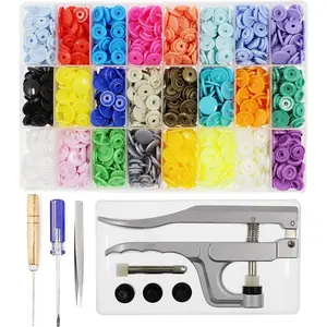 384 Sets Starter Fasteners Kit Snaps Buttons + Snap Pliers Size 20 T5 Snap Plastic Fasteners Punch Poppers Closures No-Sew Buttons for Crafts Cloth Diaper Bibs - Home Improvement.