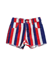 July of 4th Stripe Print Girls Short Denim