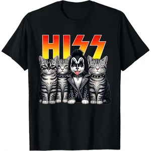 Cute Hiss Cats Rock Kittens Kitty Rocking Music Cat Lovers T-Shirt