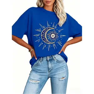 100% Cotton,Womens Oversized Cotton T Shirts,Crewneck Short Sleeve Tops,Heavyweight Casual Loose Fit,Fashion Tees,Printed T-shirt Basic Tee