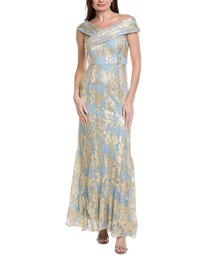 Adrianna Papell Foil Leaf Mermaid Gown