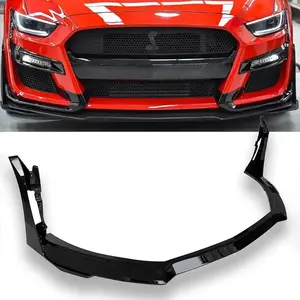 Front Lip For 2015-2017 Ford Mustang Front Bumper Splitters ABS Gloss Black
