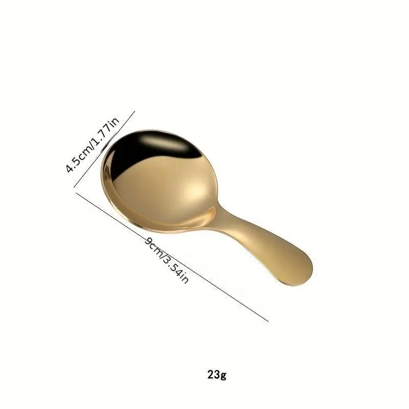 1Pc Kitchen Stainless Steel Teaspoons Short Handle Round Head Sugar Salt Spice Spoon Lovely Dessert Spoon Spoon Tea Scoop