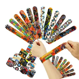 12pcs Monster Trucks Themed Party Favors Slap Bracelets, Party Favors Assortment, Adult Classroom Prize Exchange Gifts, Birthday Party Decorations Supplies